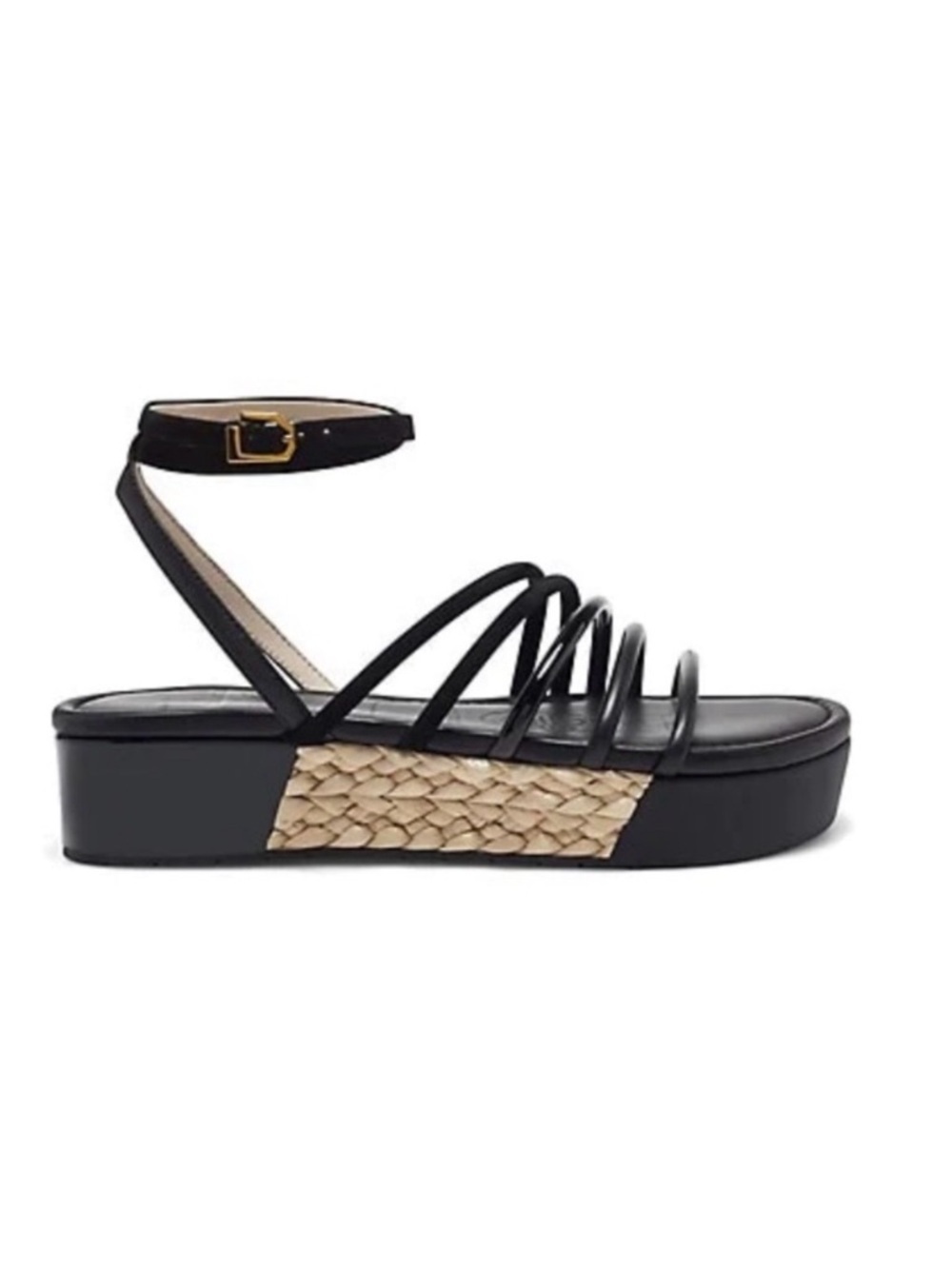 Louise Et Cie BIMO Black Platform Asymmetrical Flatform Straps Wedge Sandals 8 M
